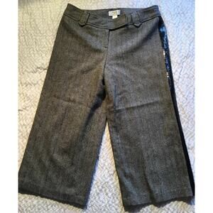 Ann Taylor LOFT Black White Chevron Wool Lined Capri Pants Women's Size 6 NWOT
